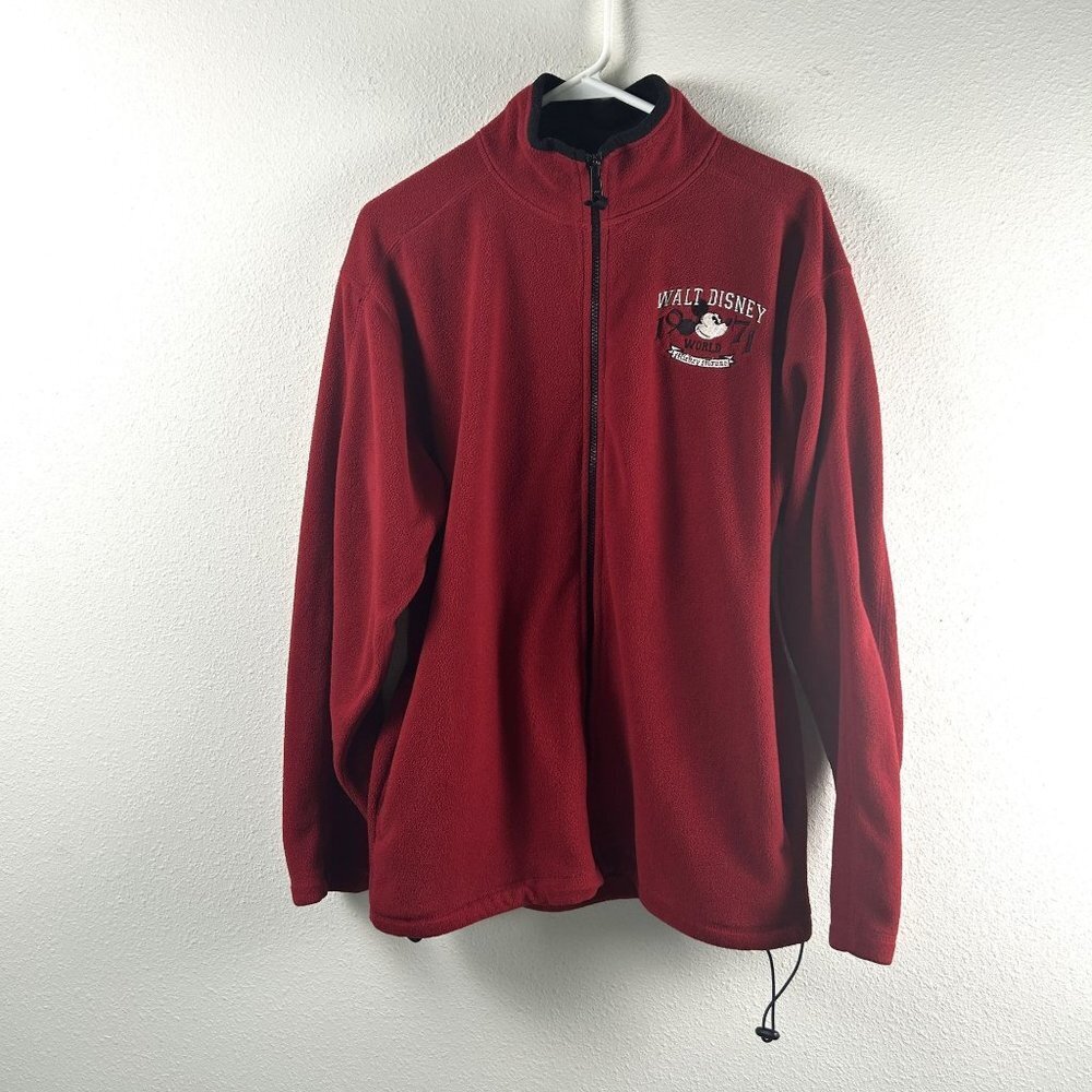 Walt‎ Disney World Jacket Mens Size S Red Mickey Mouse 1971 Fleece Full Zip